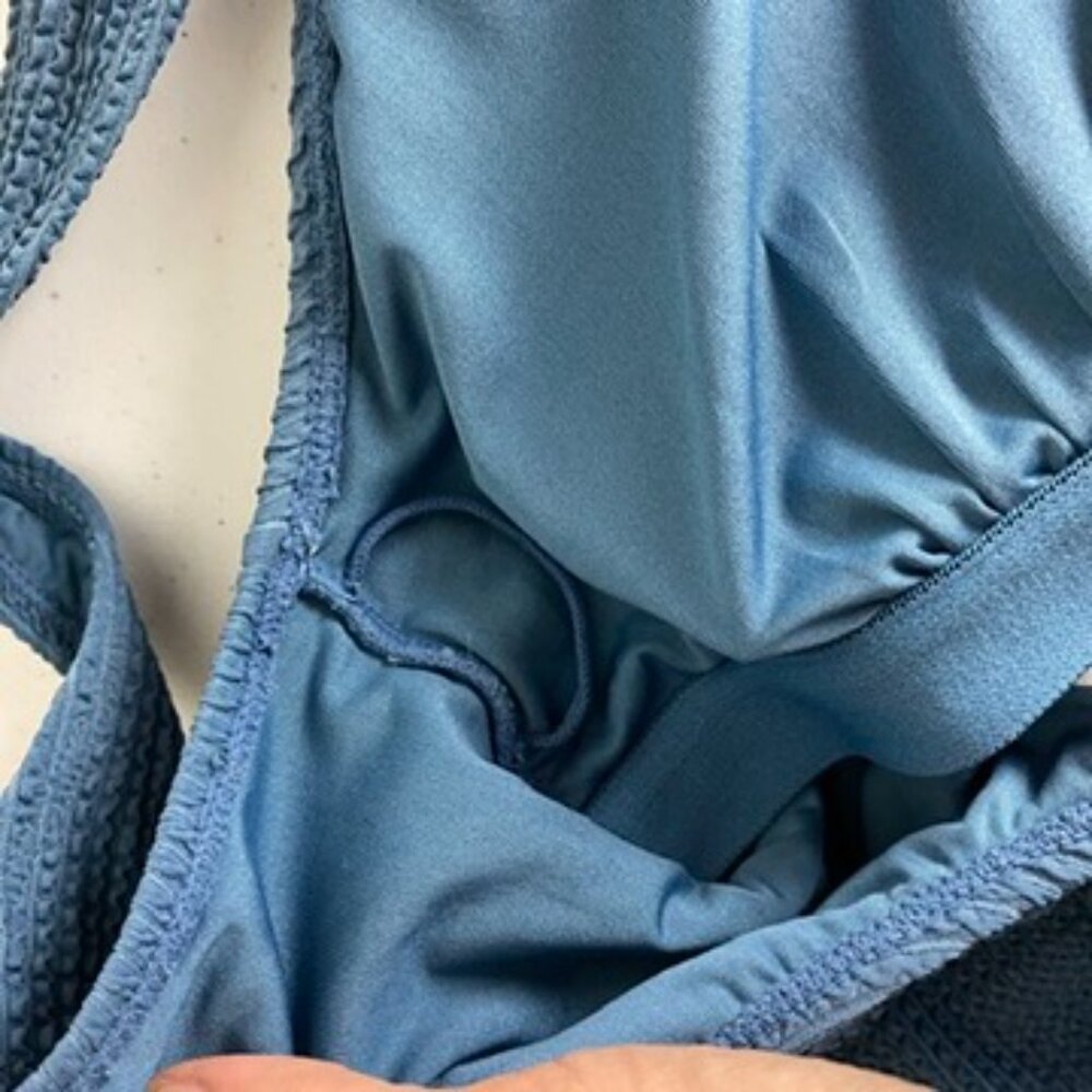 Kindred Bravely Maternity Crinkle One Piece Swimsuit Womens Medium Blue Ribbed - Picture 8 of 9